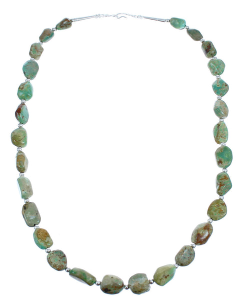 Native American Kingman Turquoise Sterling Silver Bead Necklace JX121510